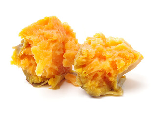 roasted sweet potatoes on a white background 