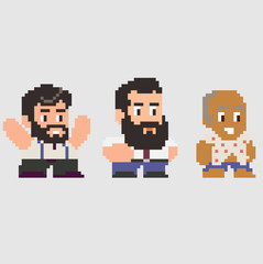Set of pixel characters in art style