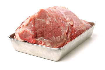 huge red meat chunk isolated over white background 