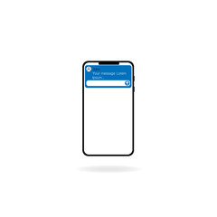 Chat messages notification on smartphone screen. Cartoon sms bubbles on mobile phone. Online talking, chatting, speak, conversation or dialog concept. Vector illustration in flat style. EPS 10.