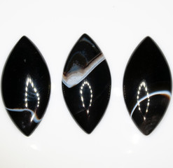 Natural black agate marquise cabochon three pieces