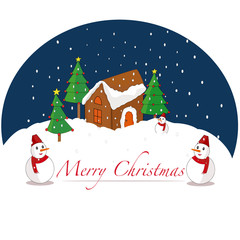 Happy  on a Christmas time with white snow