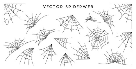 Obraz premium Cobweb set for Halloween design, isolated on black background. Vector illustration