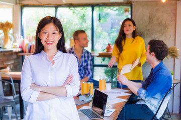 Group of businessman and businesswoman or friends or students meeting and discussing in casual to work in the project