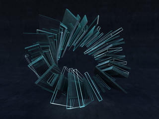 Futuristic shape. Computer generated abstract background. 3D