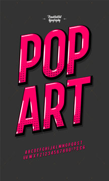 Slanted 'Pop Art' Vintage 3D Sans Serif Font. Colorful Alphabet. Retro Typography. Framed Outlined Typeface. Vector Illustration.