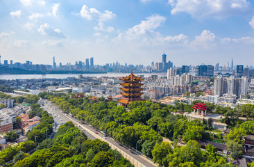 The yellow crane tower , located on snake hill in Wuhan, is one of the three famous towers south of yangtze river,China.