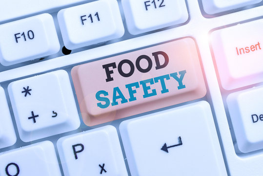 Text sign showing Food Safety. Business photo showcasing conditions and practices that preserve the quality of food