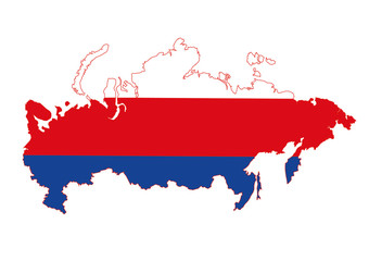 russian flag map vector illustration isolated