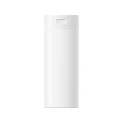 Mock up of white glossy plastic bottle with cap