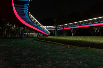 colorful footbridge in the night