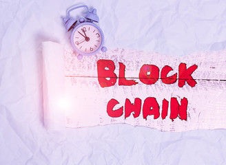 Conceptual hand writing showing Block Chain. Concept meaning system in which a record of...