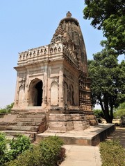 Fototapeta na wymiar Adinath Jain Temple late 11th century AD, Chandela dynasty dedicated to Adinath - 1st of Jain tirthankaras or prophets. Eastern Group of Temples, Khajuraho, Madhya Pradesh, India.