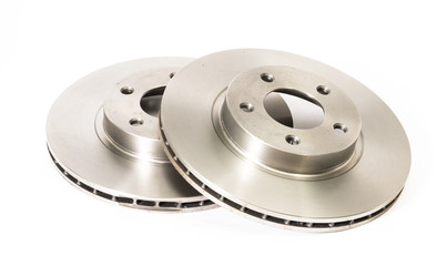 Two new brake discs for a car