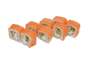 Philadelphia rolls set on white background