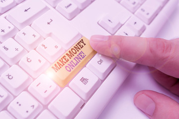 Conceptual hand writing showing Make Money Online. Concept meaning making profit using internet...