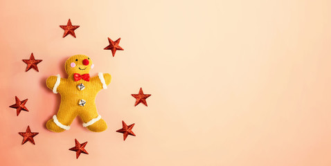 Christmas gingerbread with little stars - flat lay