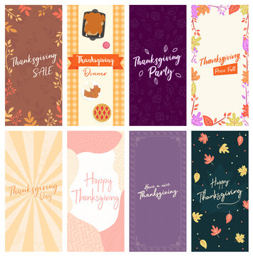 Happy Thanksgiving Sale DL Flyer Banner poster template vector illustration Autumn holiday greeting card set pack