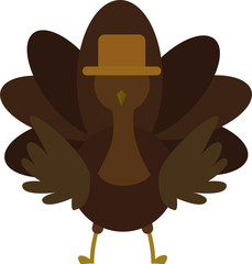 Thanksgiving Turkey Bird Cartoon Mascot Character. Vector Illustration