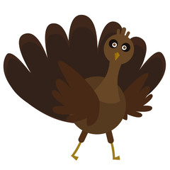 Thanksgiving Turkey Bird Cartoon Mascot Character. Vector Illustration