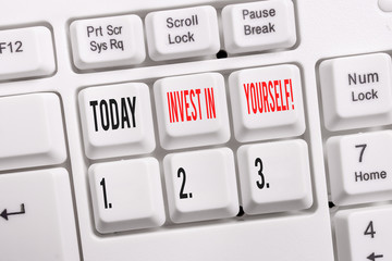 Word writing text Invest In Yourself. Business photo showcasing nvesting in a coach or a training...