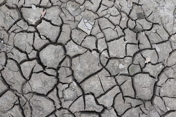 cracked clay at the bottom of a dried river
