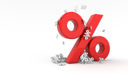 Seasonal sales background with percent discount pattern. 3D - obrazy, fototapety, plakaty