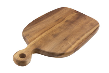 Rustic wooden cutting board isolated on white 
