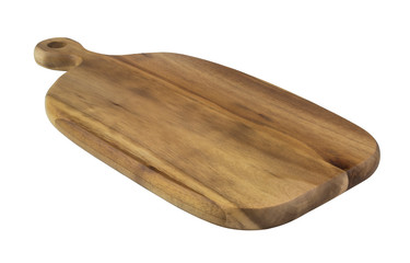 Wooden cutting board isolated on white background