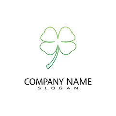 vector design of green clover leaf logo,luck icon flat design illustration-vector
