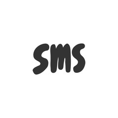 Sms. Sticker for social media content. Vector hand drawn illustration design. 
