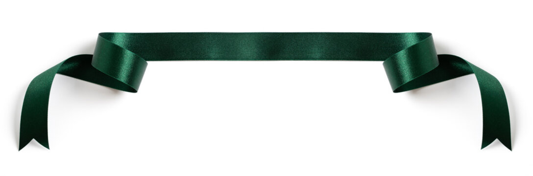 Green Banners Ribbons Label On White