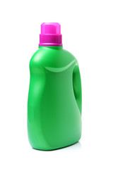 Plastic detergent container on white background