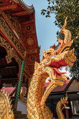 Fototapeta na wymiar Dragon guard statue at the thai buddhist temple entrance