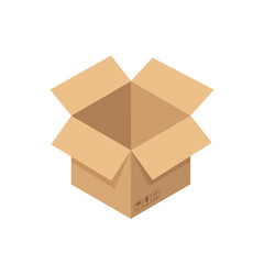 Open cardboard box. Flat vector illustration isolated.