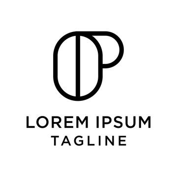 initial letter logo 0P, P0 logo template 