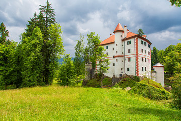 Obraz na płótnie Canvas Snežnik Castle is a 13th-century castle in the Lož Valley near the settlement of Kozarišče in the municipality of Loška in Slovenia
