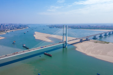 Jingzhou yangtze river bridge at hubei province, China.
