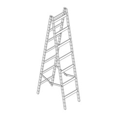 Step ladder. Wireframe low poly mesh vector illustration