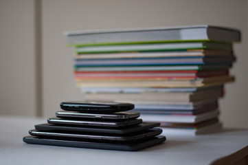 stack of books on the table