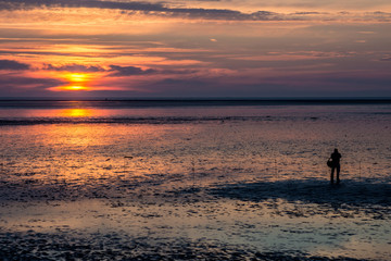 Fototapeta na wymiar Sunset at Southport, Merseyside, England