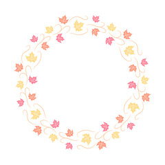 Fototapeta na wymiar Autumn holiday Wreath frame decorative brush flowers and leafs