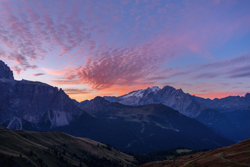 landscape scenic viewpoint at Passo Sella , Dolomite Alps, Italy