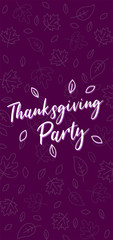 Thanksgiving Party DL Flyer Banner poster template vector illustration Autumn holiday greeting card