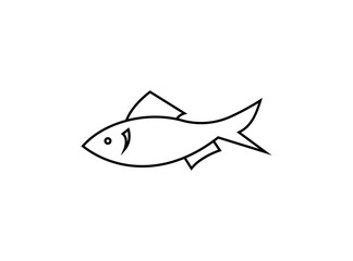 Simple Fish Icon Symbol Template. Fish Concept. Designed in Monoline Style Isolated on White Background. . Vector Illustration