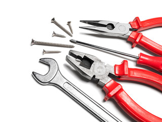 Tools on white background