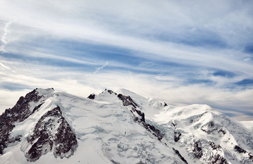 Fototapeta na wymiar The highest mountain in Europe. Mont Blanc, Alps, France.