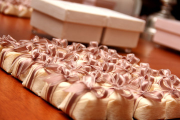 decoration for wedding parties, sweet, well married with golden bows