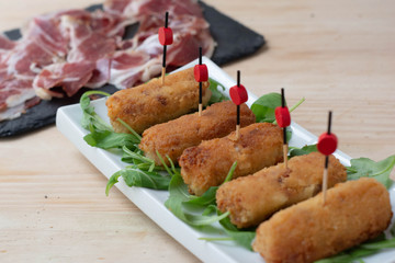  Iberian ham croquettes. Spanish typical dish