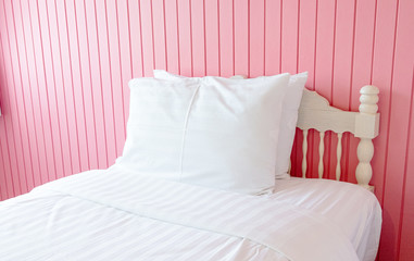 Loft style bedroom pink color wall